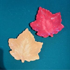 Ceramic Serving Trays Fall Leaf Design Glazed Set of 2 Fall decor and serving